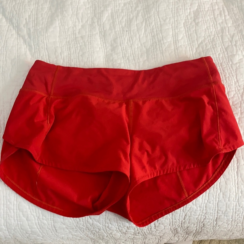 Red lululemon shorts size 4 2.5 inches long